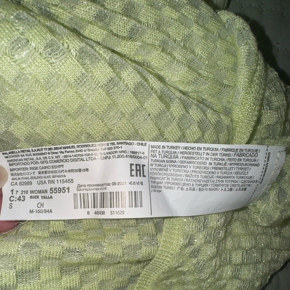 Mango MNG Green Semitransparent Long Sleeves Top. Size Small NWOT - Picture 7 of 10